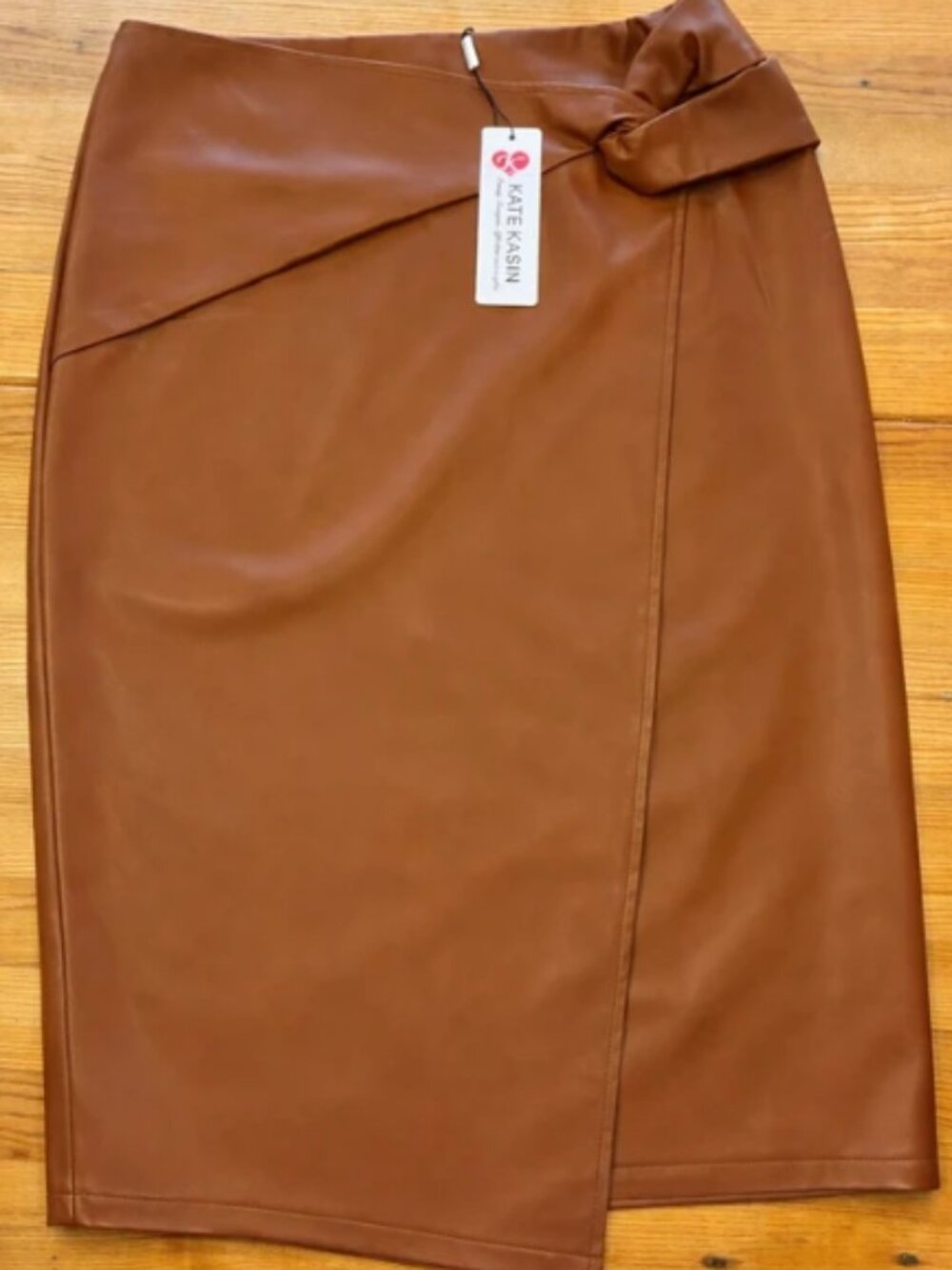 KATE KASIN Brown High Waist Leather Skirt